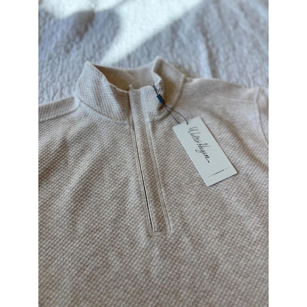 Walter‎ Hagen Men's Oatmeal Textured Quarter-Zip Sweater Size Small #533 - Picture 4 of 5